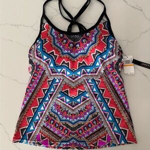 Jantzen Sport Geometric Multicolor Graphic Tankini Top size S